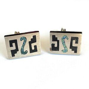 VTG Taxco Mexico Sterling 925 Onyx Cuff links AAB
